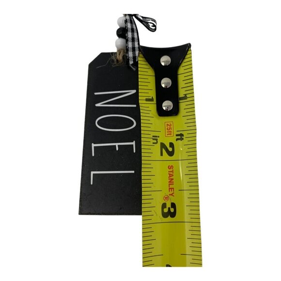 Christmas Mini Farmhouse Tag Ornament Set Of 4 Peace Joy Noel Checkered Ribbon - Picture 3 of 7